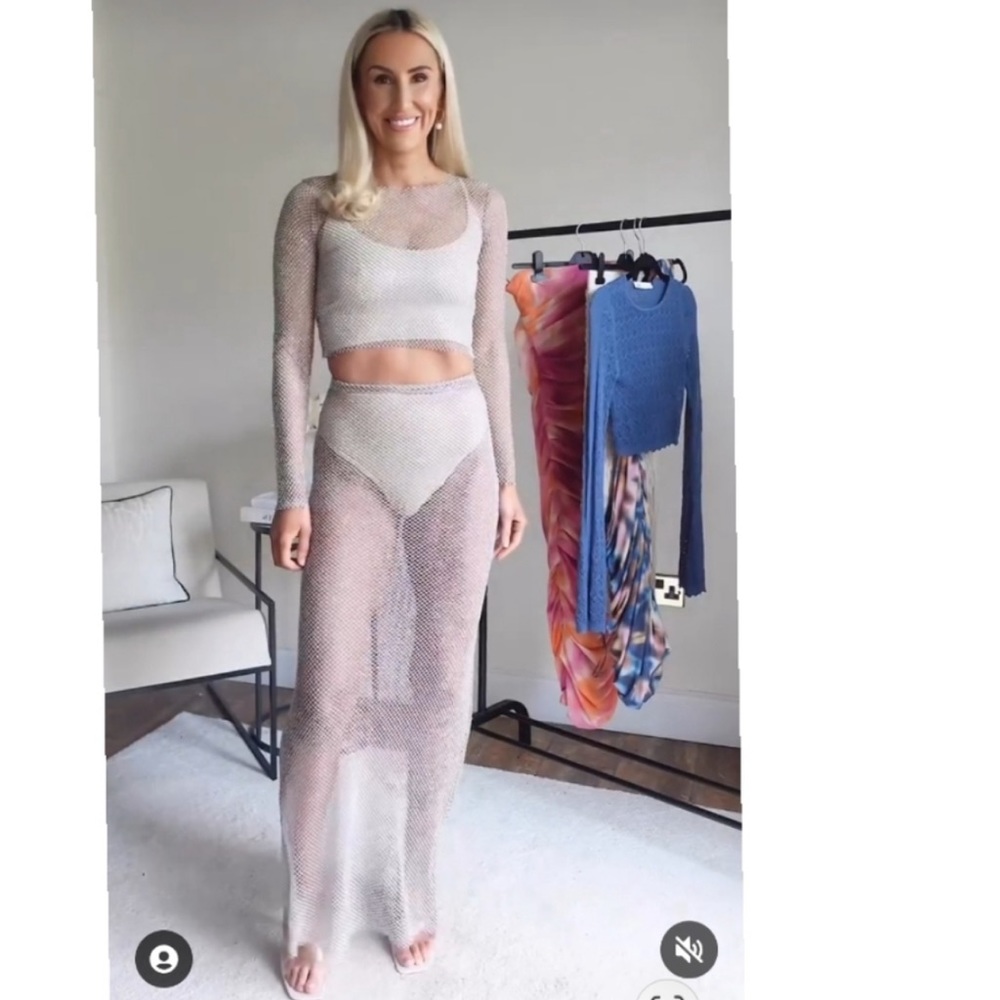 NWOT Zara Shimmer Mesh Skirt